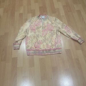 St. John Floral Cardigan in Pink and Cream